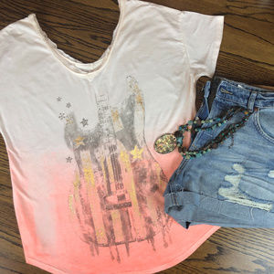 Miss Me Distressed and Deconstructed Bling Tee